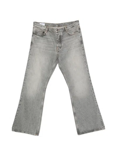 Off-white Arrows-embroidered Faded-effect Jeans In Grey