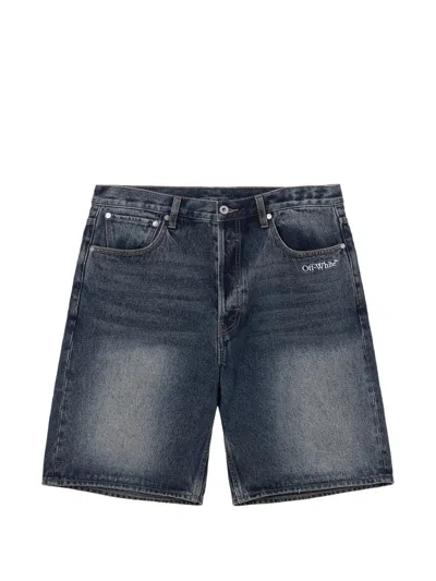 Off-white Arrows-motif Denim Shorts In Blue