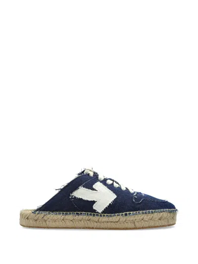 Off-white Arrows-motif Frayed Mules In Blue