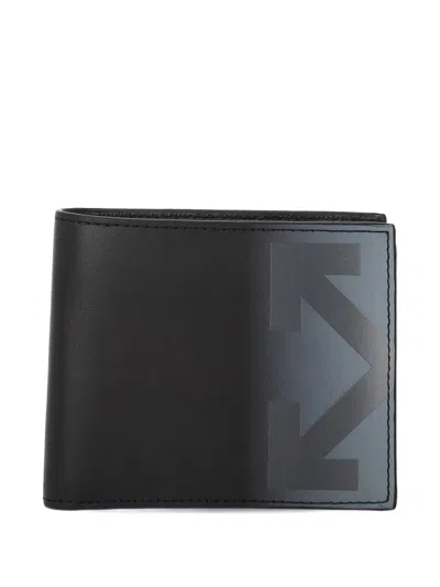 Off-white Arrows-motif Leather Wallet In Black