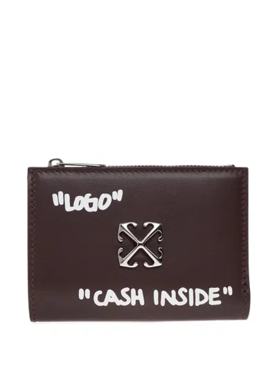 Off-white Arrows-motif Leather Wallet In Brown