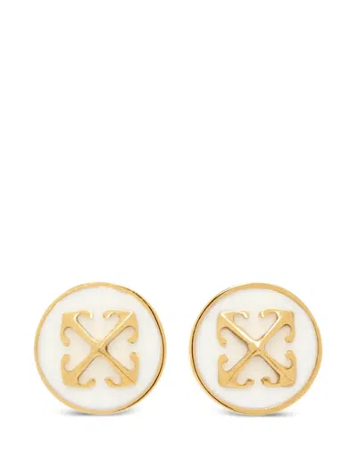 Off-white Arrows-motif Stud Earrings In Gold