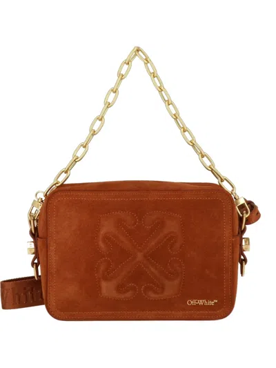 Off-white Arrows-motif Suede Shoulder Bag In Brown