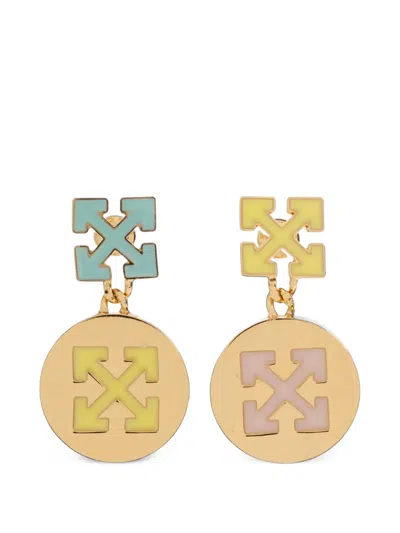 Off-white Arrows-pendant Drop Earrings In Gold
