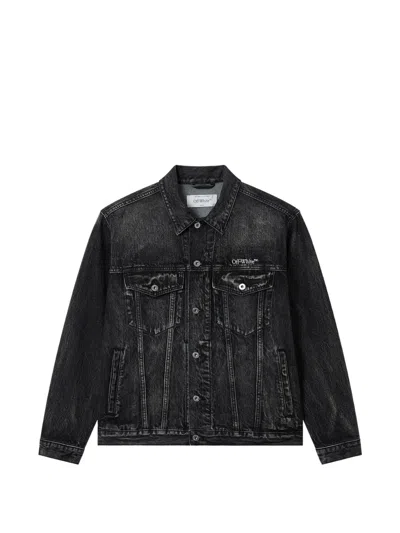 Off-white Arrows-print Denim Jacket In Black
