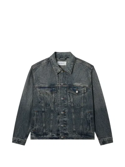 Off-white Arrows-print Denim Jacket In Blue