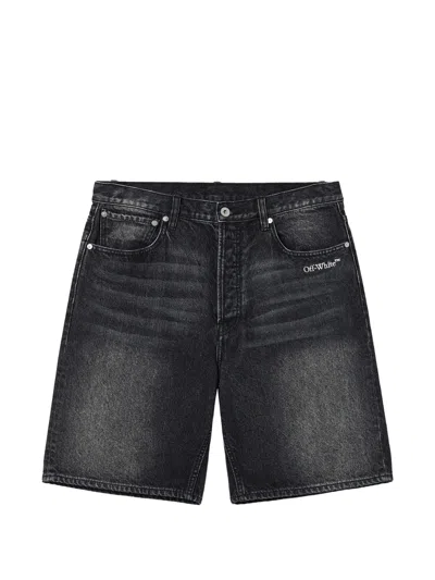 Off-white Arrows-print Denim Shorts In Black
