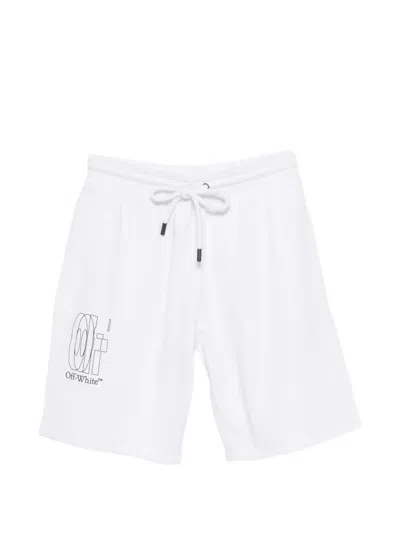 Off-white Drawstring Elastic Waist Shorts In White
