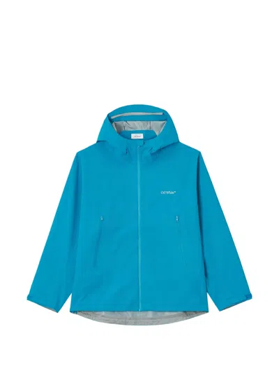 Off-white Arrows-print Hooded Sports Jacket In Blue