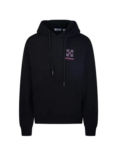 Off-white Minimalist Black Hoodie With Adjustable Drawstring And Subtle Logo