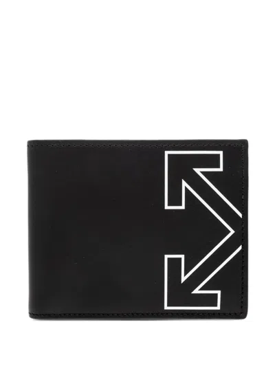 Off-white Arrows-print Leather Wallet In Black