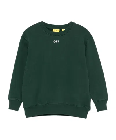 Off-white Kids' Arrows-print Logo-print Sweater In Green