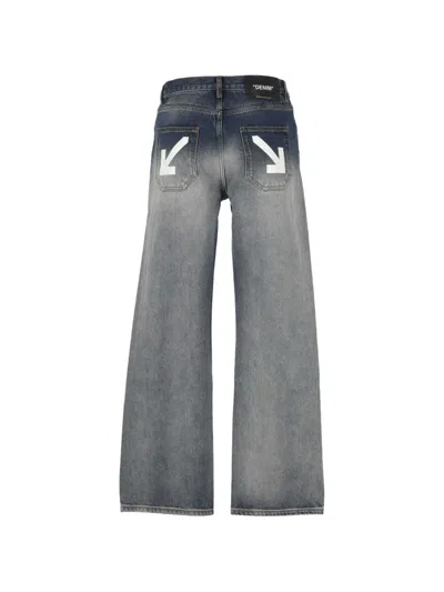 Off-white Arrows-print Ombré Jeans In Blue
