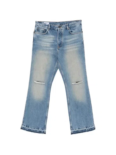 Off-white Arrows-print Ripped Jeans In Blue