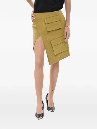 Off-white Asymmetric Cargo Skirt In Green