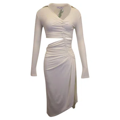 Pre-owned Off-white Asymmetric Cutout Ruched Stretch Dress In Cream Viscose