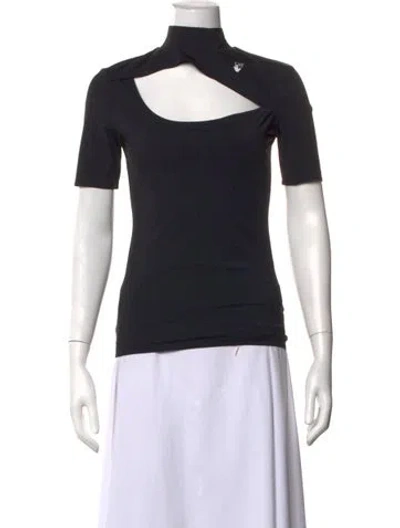 Pre-owned Off-white Asymmetrical Short Sleeve Top W/ Tags In Black