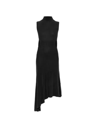 Off-white Asymmetrical Turtleneck Midi Dress In Black
