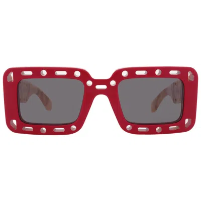 Off-white Atlantic Full Smoke Pilot Unisex Sunglasses Oeri025 2507 52 In Burgundy