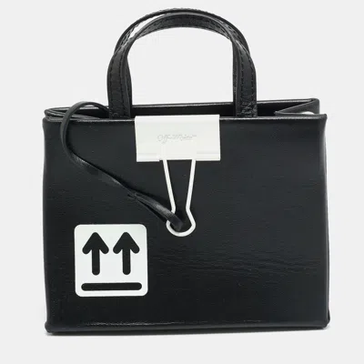 Pre-owned Off-white Baby Binder Box Black Leather Tote