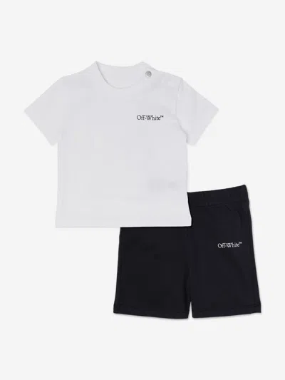Off-white Baby Boys Arrow Acrylic Jersey Short Set In Transparent