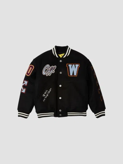 Off-white Baby Boy's, Little Boy's & Boy's Logo Patch Varsity Jacket In Black