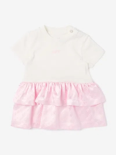 Off-white Baby Girls Jacquard Off Satin Mix Dress In Multi