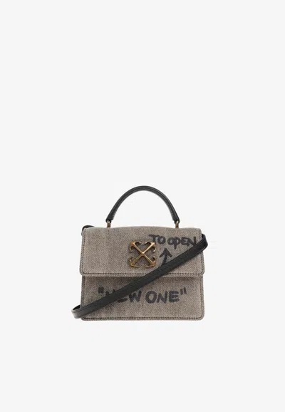Off-white Baby Jitney Denim Top Handle Bag In Gray