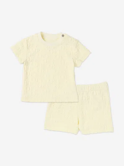 Off-white Kids'  Baby Off Ao Terry Short Set In Yellow