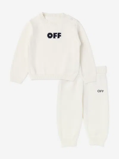 Off-white Kids'  Baby Off Knit Tracksuit In Neutral