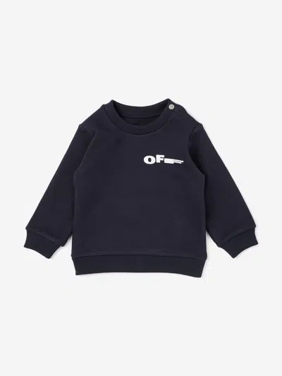 Off-white Kids'  Baby Type Crewneck Sweatshirt In Blue