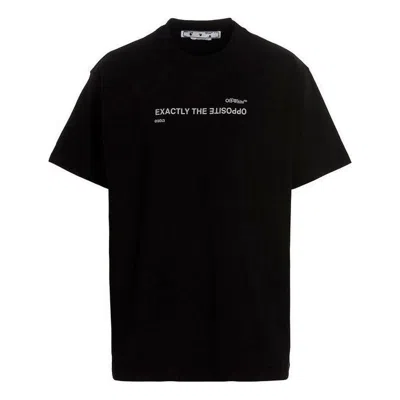 Off-white Balck And White Cotton Signature Tee In Black