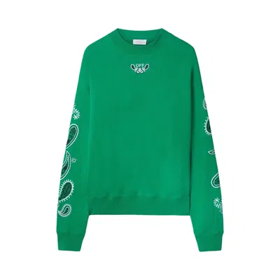 Pre-owned Off-white Bandana Arrow Skate Crewneck 'green/white' | Men's Size Xs