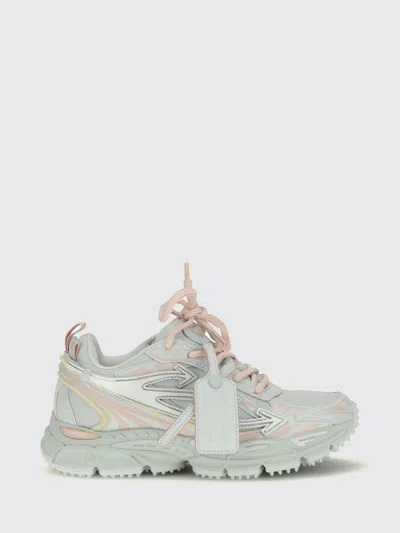 Off-white Be Right Back Low Top Leather And Mesh Sneakers With Serrated Sole In Silver
