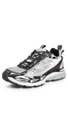 Off-white Ow Be Right Back Grey Low Top Sneakers With Zip-tie Detail In Mesh And Leather Man In White