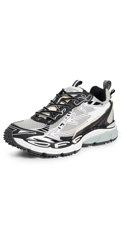 Off-white Ow Be Right Back Grey Low Top Sneakers With Zip-tie Detail In Mesh And Leather Man In White