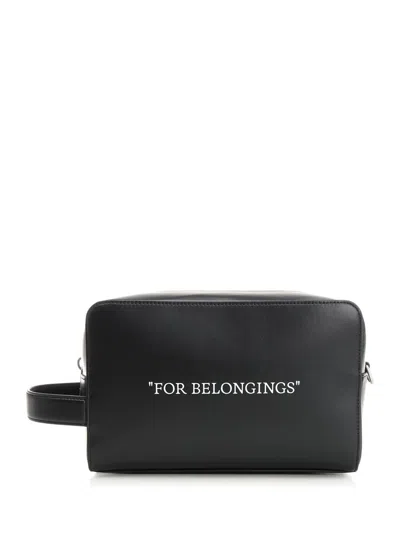 Off-white Beauty Case With Lettering Small Leather Goods Black