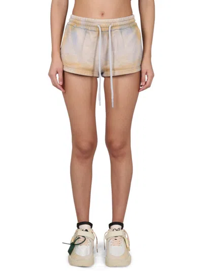 Off-white Beige Cotton Tie-dye Shorts
