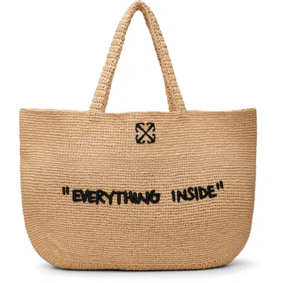 Off-white Beige Jitney Quote Tote In Black