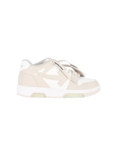 Off-white Beige Leather Out Of Office Sneakers In Animal Print