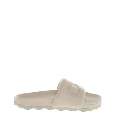 Off-white Beige Logo Slides In Neutral