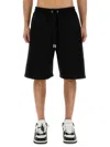 Off-white Logo Printed Drawstring Bermuda Shorts In Black