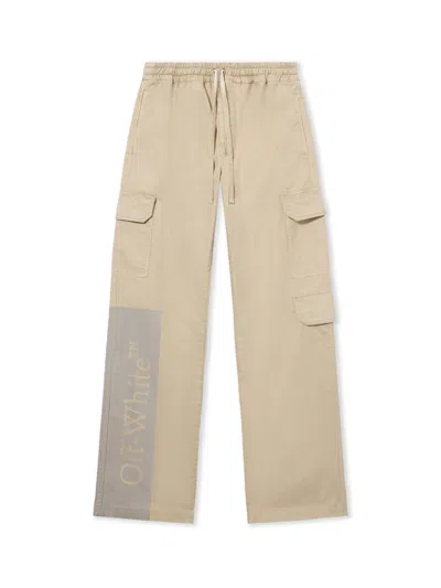 Off-white Big Bookish Cotton Gabardine Cargo Pants In Animal Print
