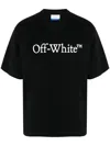 Off-white Black Oversized T-shirt With Contrasting Logo Lettering Print In Cotton Man In Black