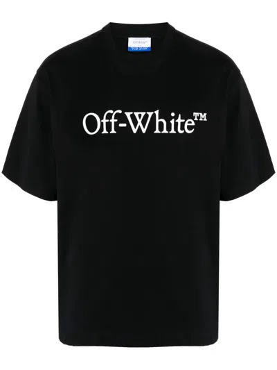 Off-white Big Bookish Skate Cotton Crew Neck T Shirt In Black