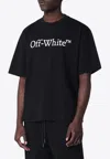 Off-white Black Oversized T-shirt With Contrasting Logo Lettering Print In Cotton Man In Metallic
