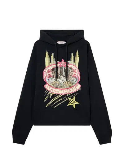 Off-white Big Frame World Graphic-print Hoodie In Black