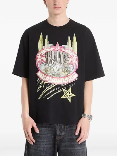 Off-white Big Frame World Skate Graphic-print T-shirt In Black