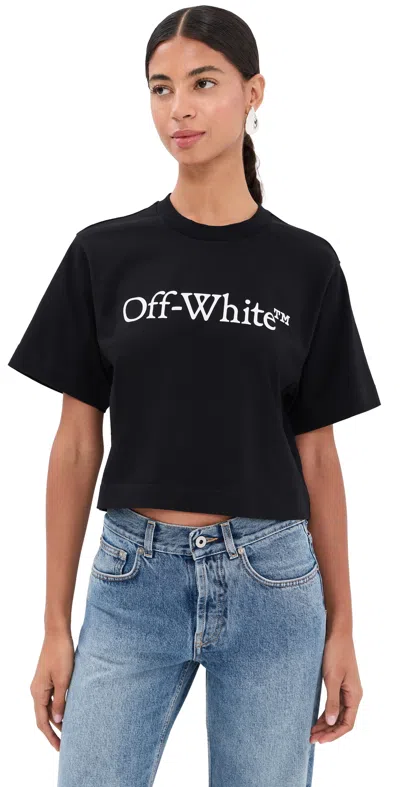 Off-white Big Logo Bookish Crop T-shirt In Black