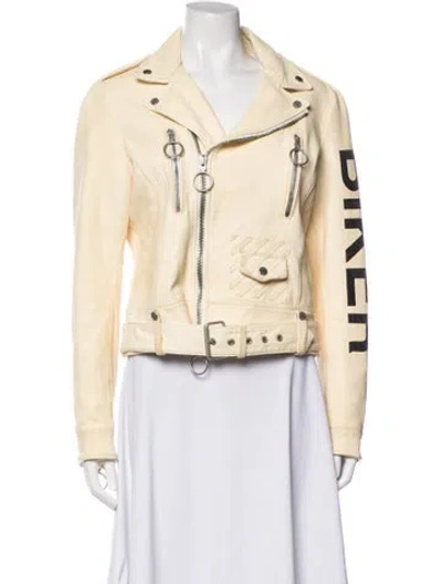 Pre-owned Off-white 'biker' Leather Biker Jacket In Neutrals